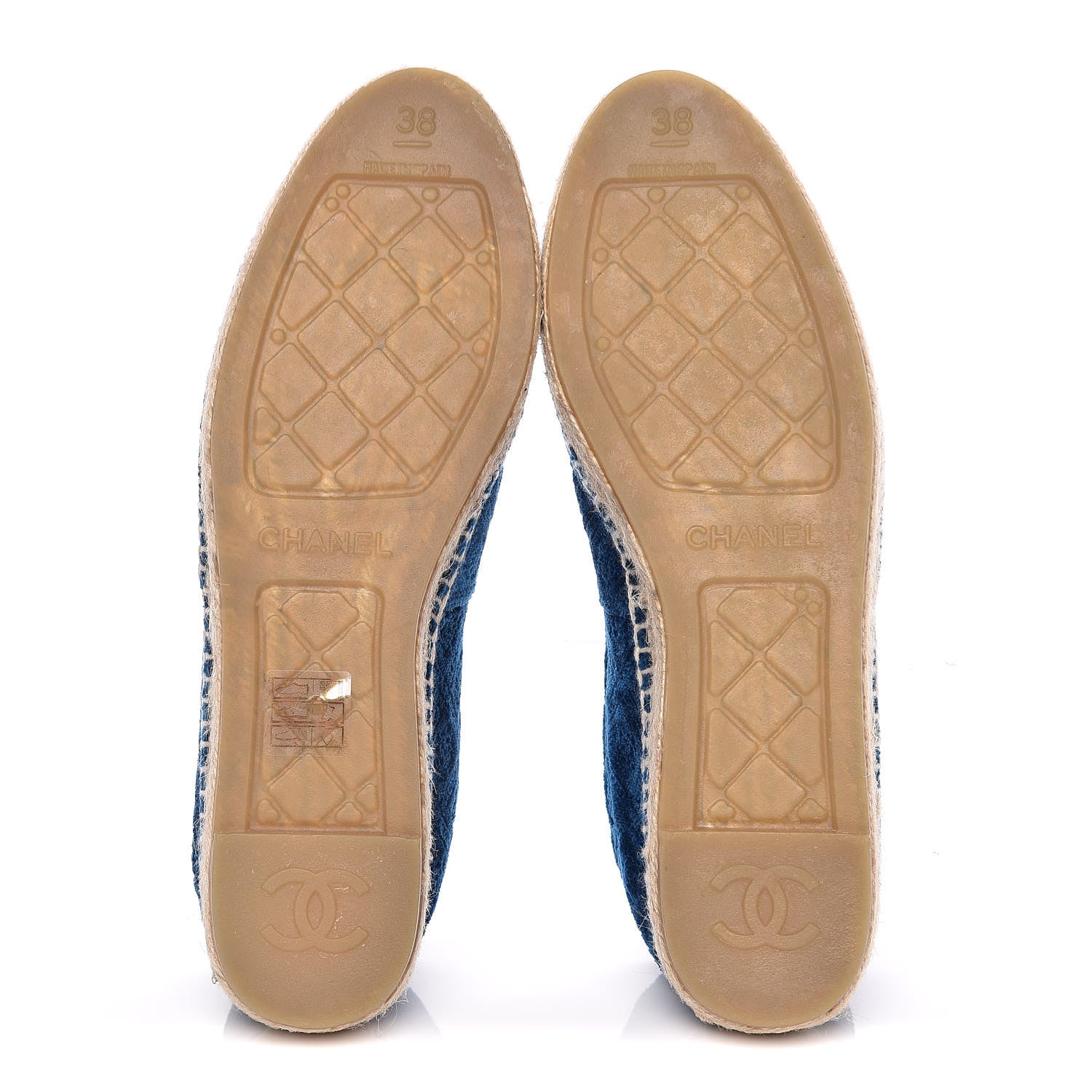 Chanel Velvet Grosgrain Quilted Camellia CC Espadrilles 38 Navy Black 6 of 12