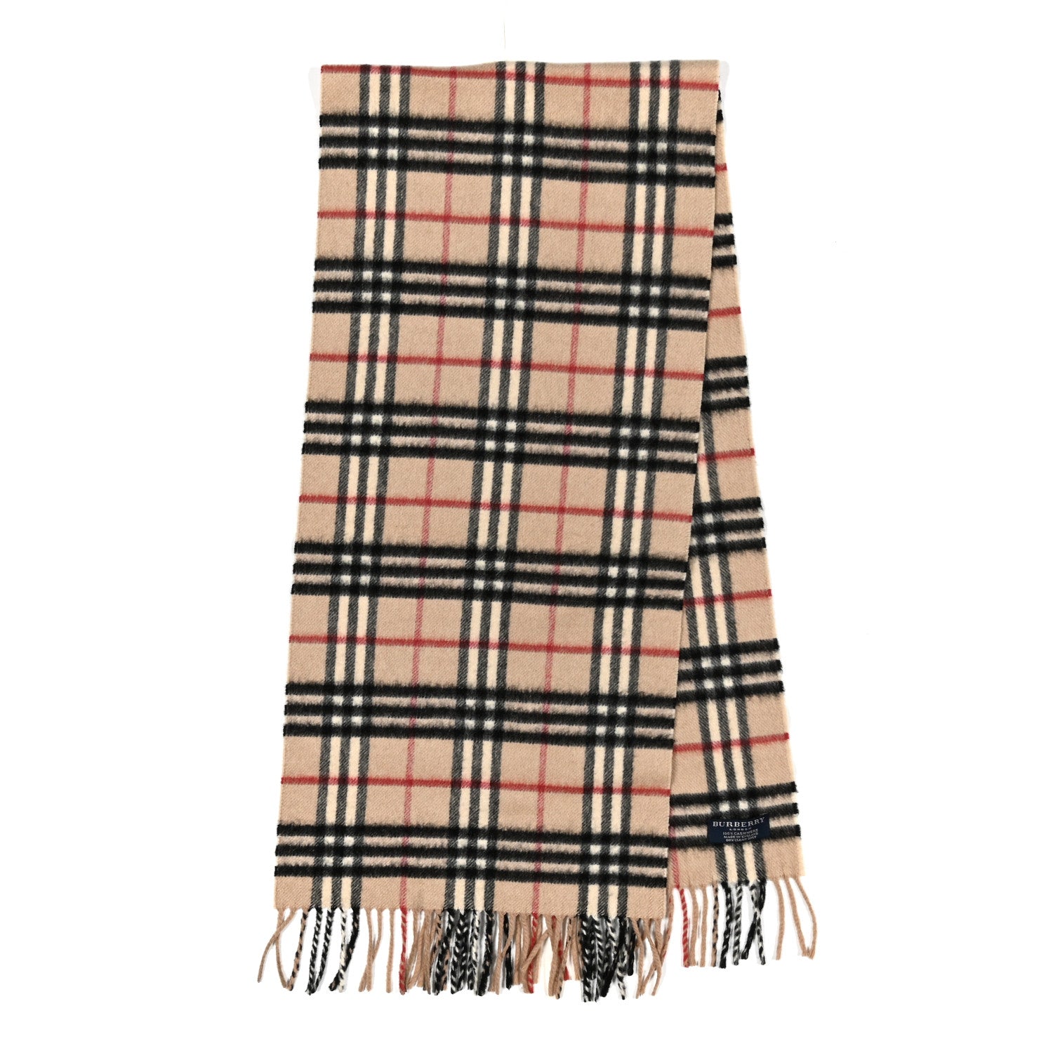 Burberry Cashmere Check Fringe Scarf Archive Beige 2 of 4