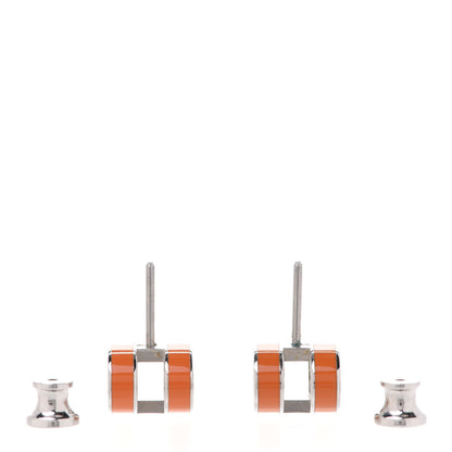 Hermes Palladium Lacquered Pop H Earrings Orange 3 of 4