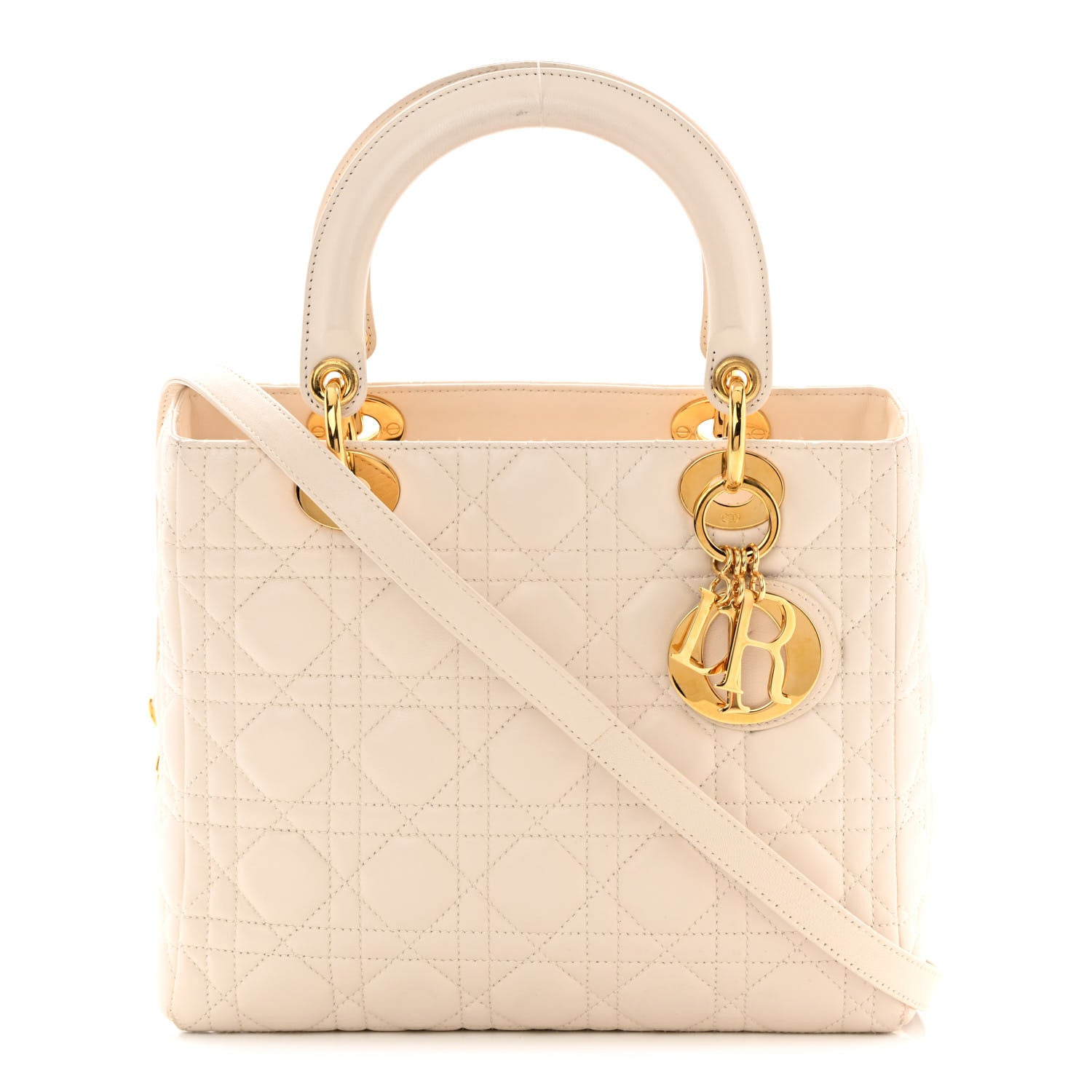Christian Dior Lambskin Cannage Medium Lady Dior Light Beige 1 of 18