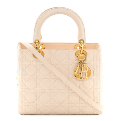 Christian Dior Lambskin Cannage Medium Lady Dior Light Beige 1 of 18