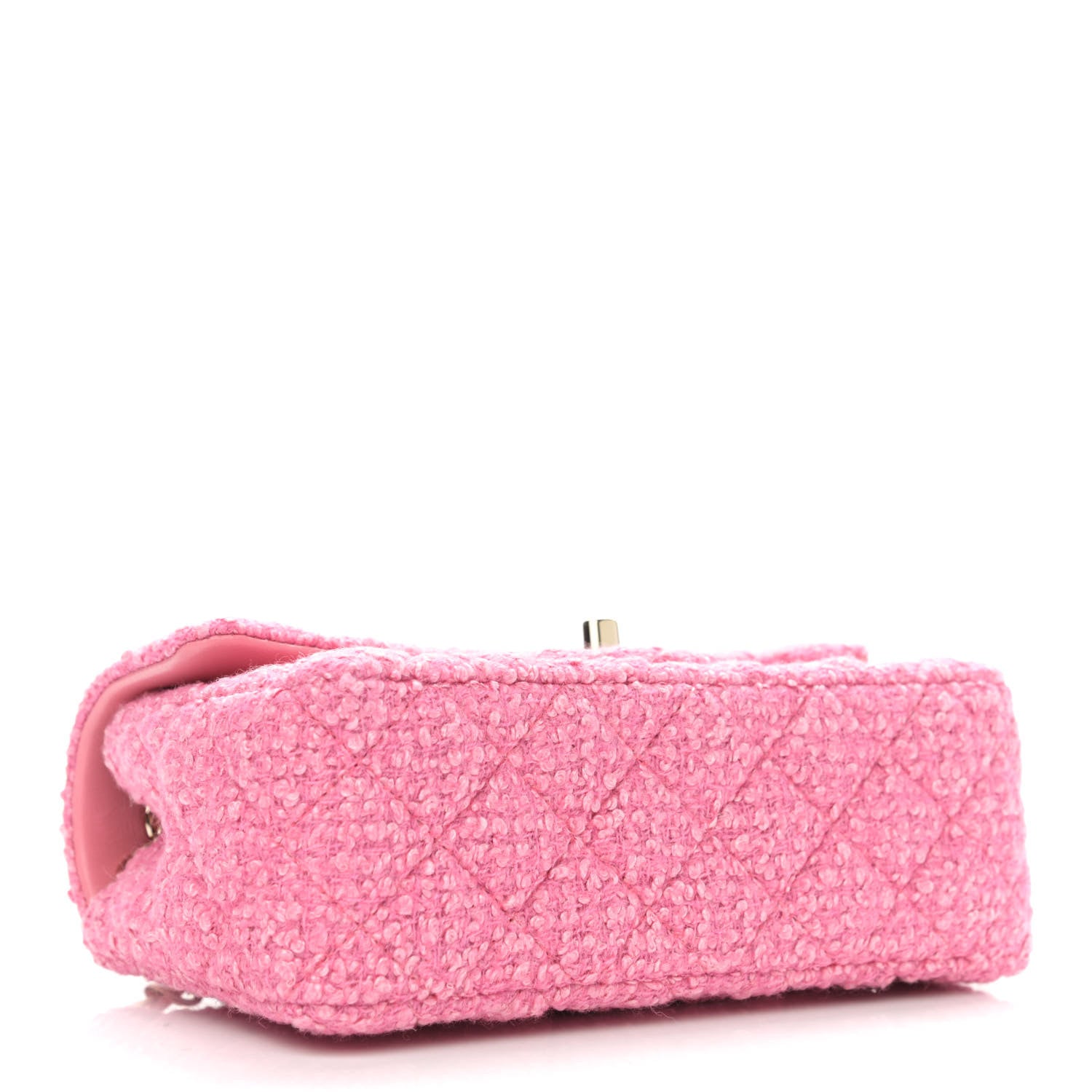 Chanel Wool Tweed Quilted Mini Rectangular Flap Dark Pink Fuchsia 3 of 10
