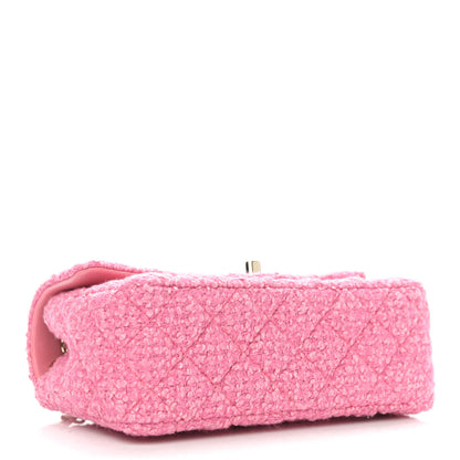 Chanel Wool Tweed Quilted Mini Rectangular Flap Dark Pink Fuchsia 3 of 10
