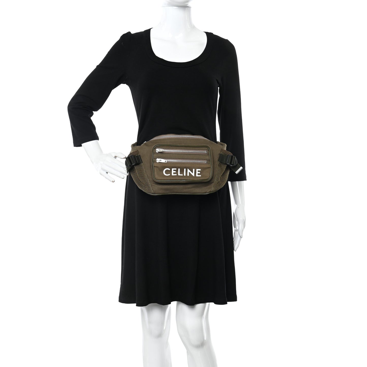 Cotton Gabardine Logo Print Trekking Belt Bag Khaki