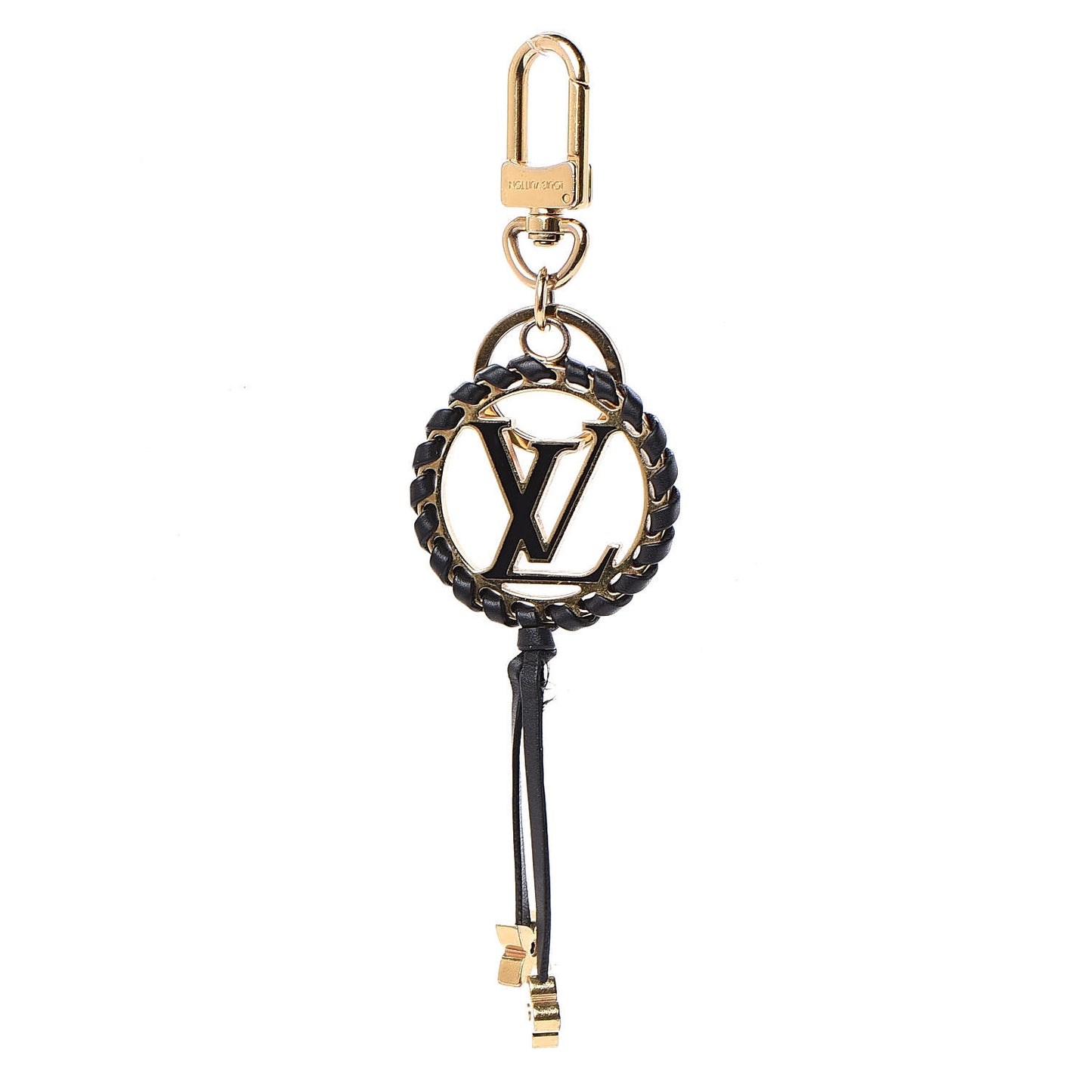 Metal Lambskin Enamel Very Bag Charm Key Holder Black