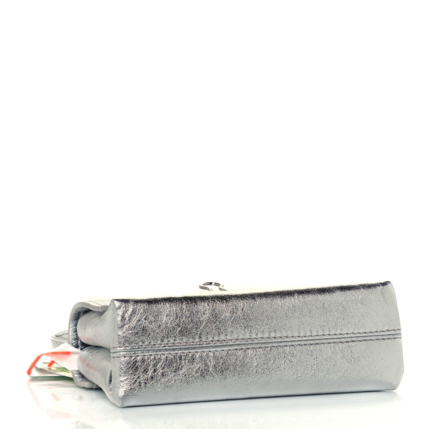 Off-White Calfskin Metallic Small Binder Clip Crossbody Silver 3 of 10