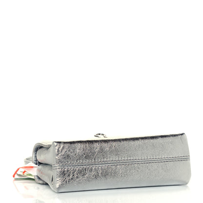 Off-White Calfskin Metallic Small Binder Clip Crossbody Silver 3 of 10