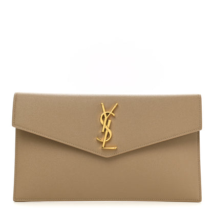 Saint Laurent Grain De Poudre Uptown Pouch Dark Beige 1 of 6