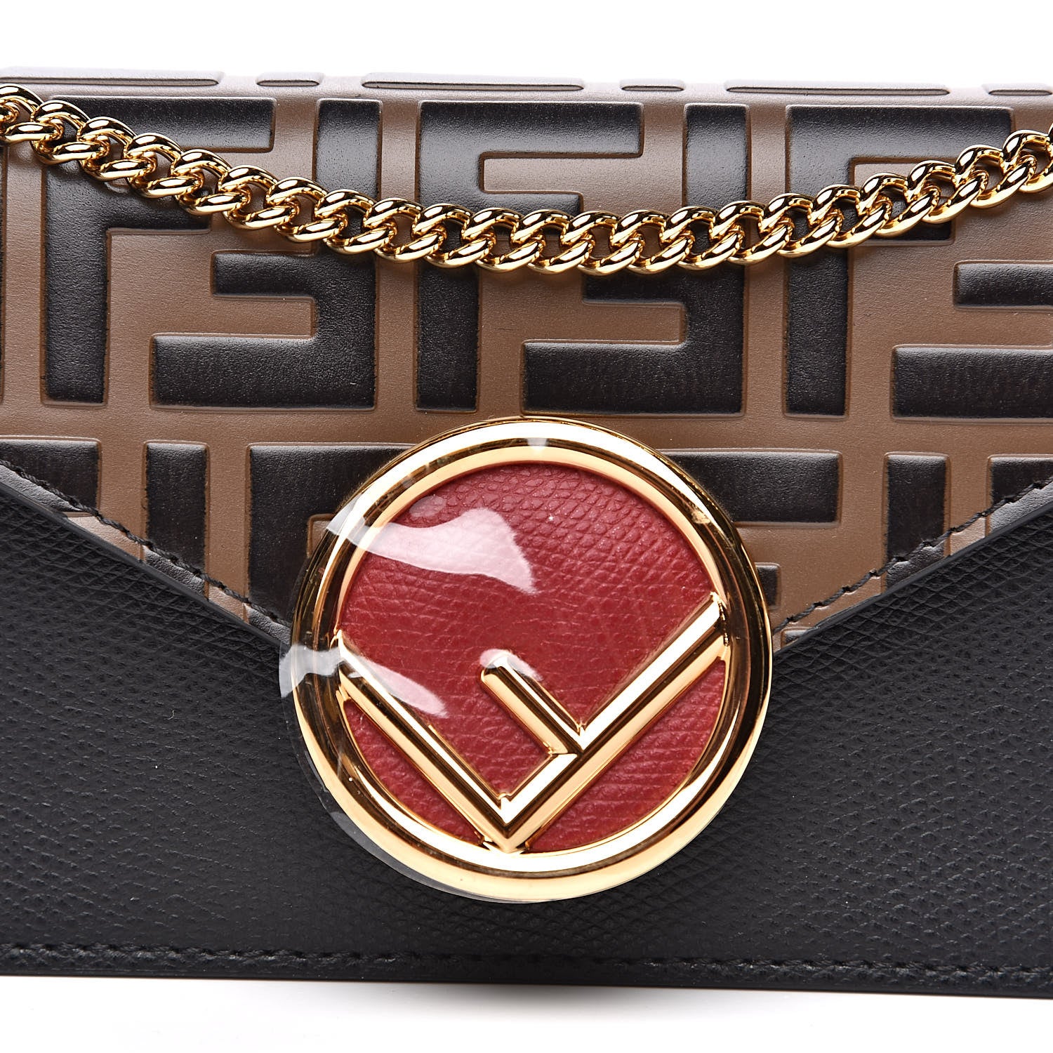 Fendi Vitello Cruise F is Fendi Bi-Color FF 1974 Embossed Envelope Belt Bag Maya Black 10 of 13