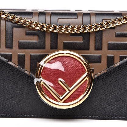 Fendi Vitello Cruise F is Fendi Bi-Color FF 1974 Embossed Envelope Belt Bag Maya Black 10 of 13