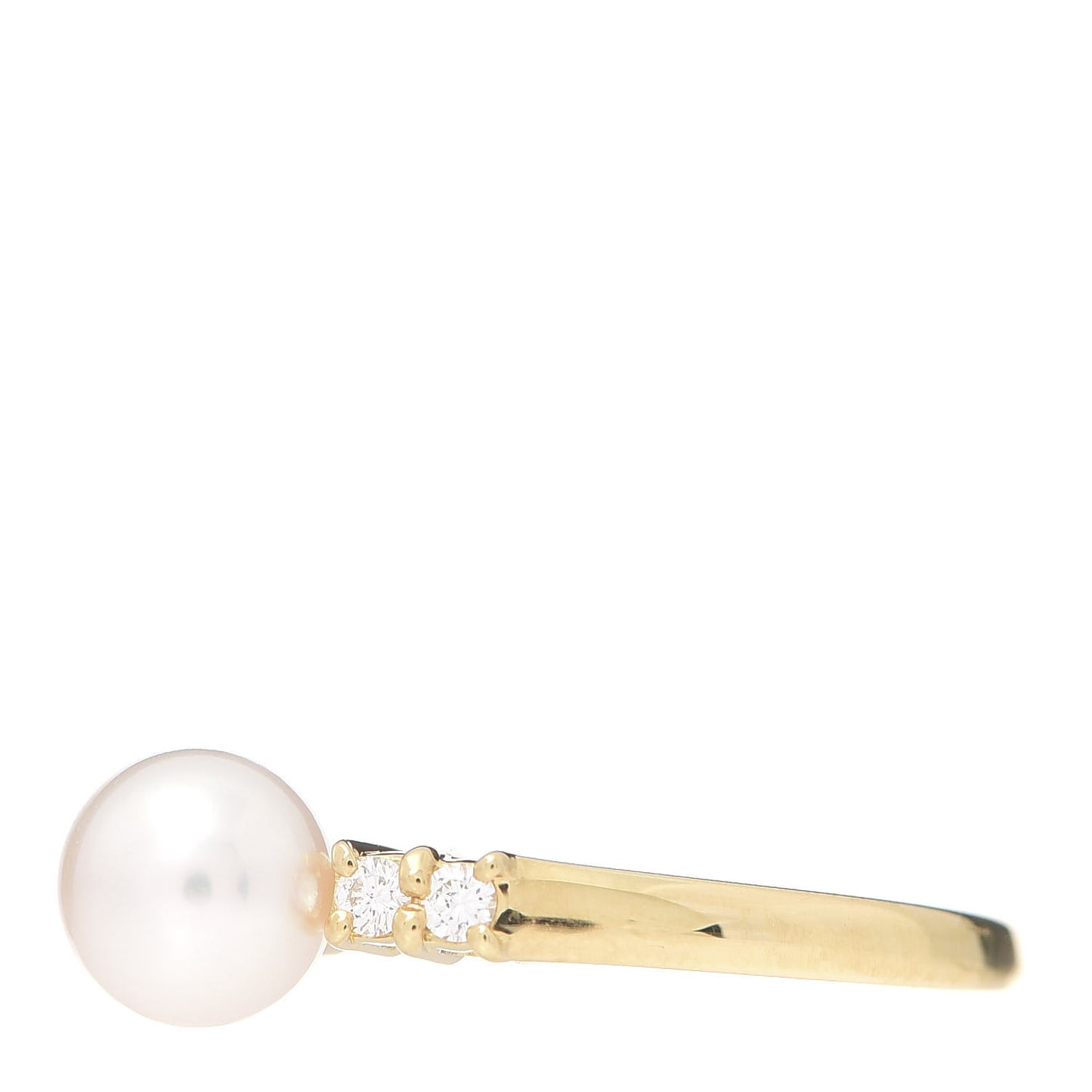 18K Yellow Gold Diamond Akoya Pearl 6mm Ring 50 5.5