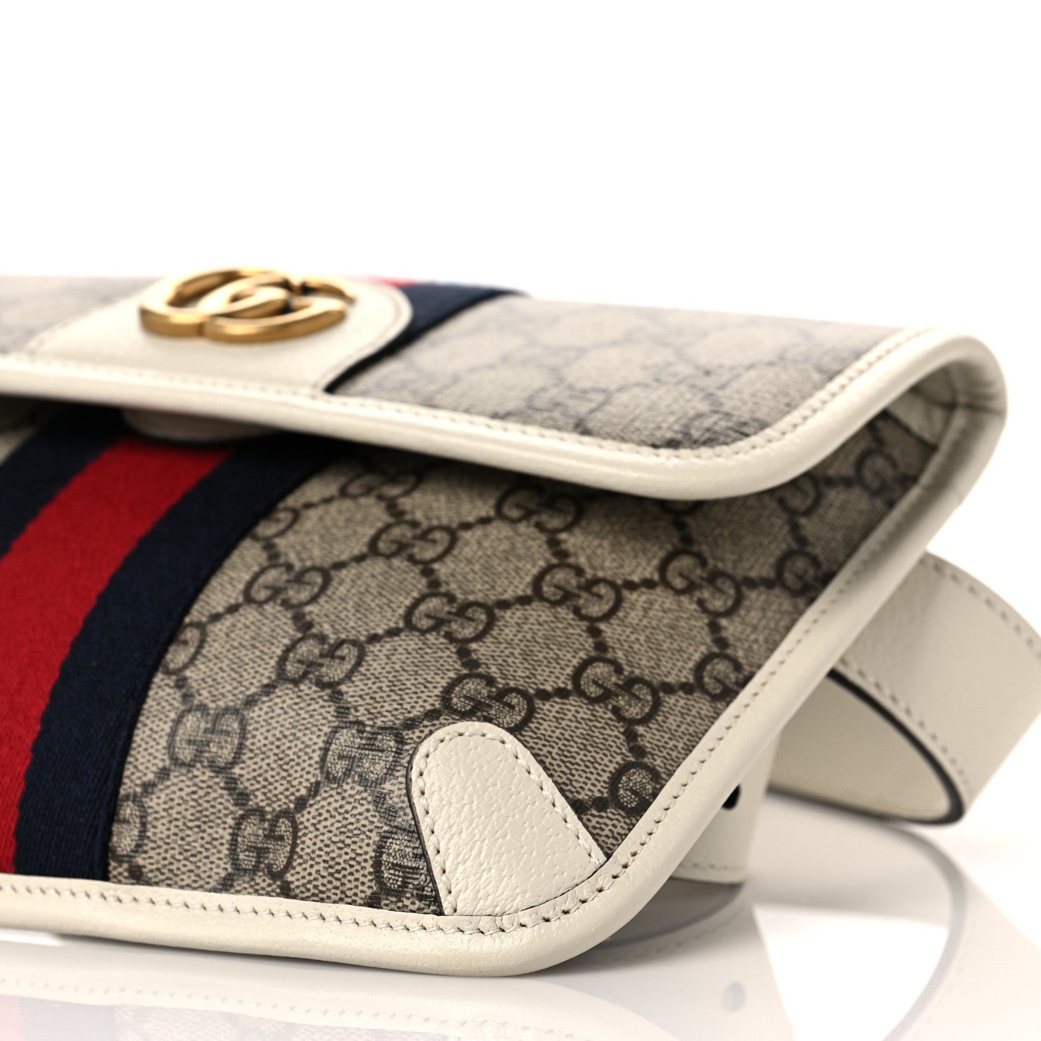Gucci GG Supreme Monogram Web Small Ophidia Belt Bag 90 36 Beige Ebony White 8 of 9
