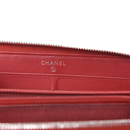 Chanel Caviar Quilted Large Gusset Zip Around Wallet Red 5 of 13