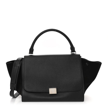 Celine Drummed Calfskin Suede Small Trapeze Black 1 of 8