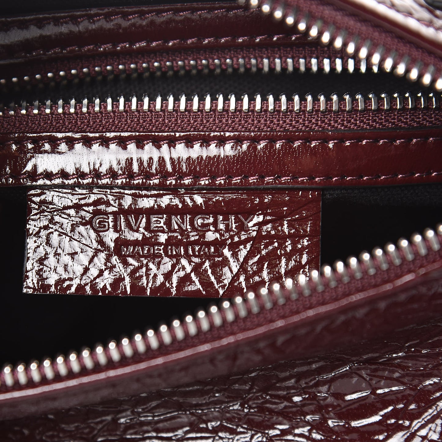 Crinkled Patent Deerskin Mini Pandora Aubergine