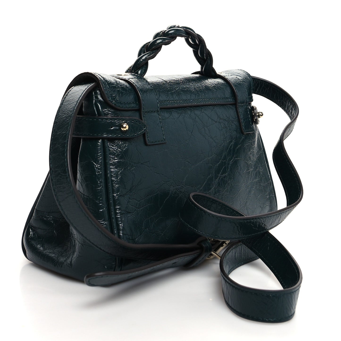 Crinkled Calfskin Mini Alexa Mulberry Green