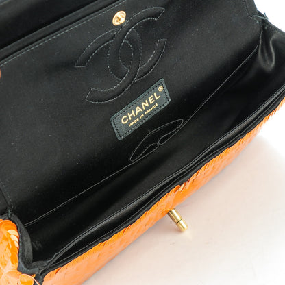 Chanel Satin Sequin Medium Paris Shanghai Double Flap Orange 5 of 6