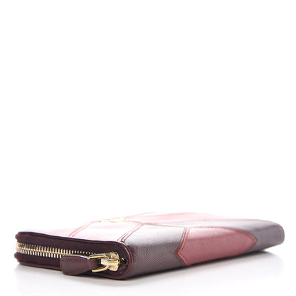 Prada Saffiano Chevron Zip Around Wallet Rubino 4 of 10