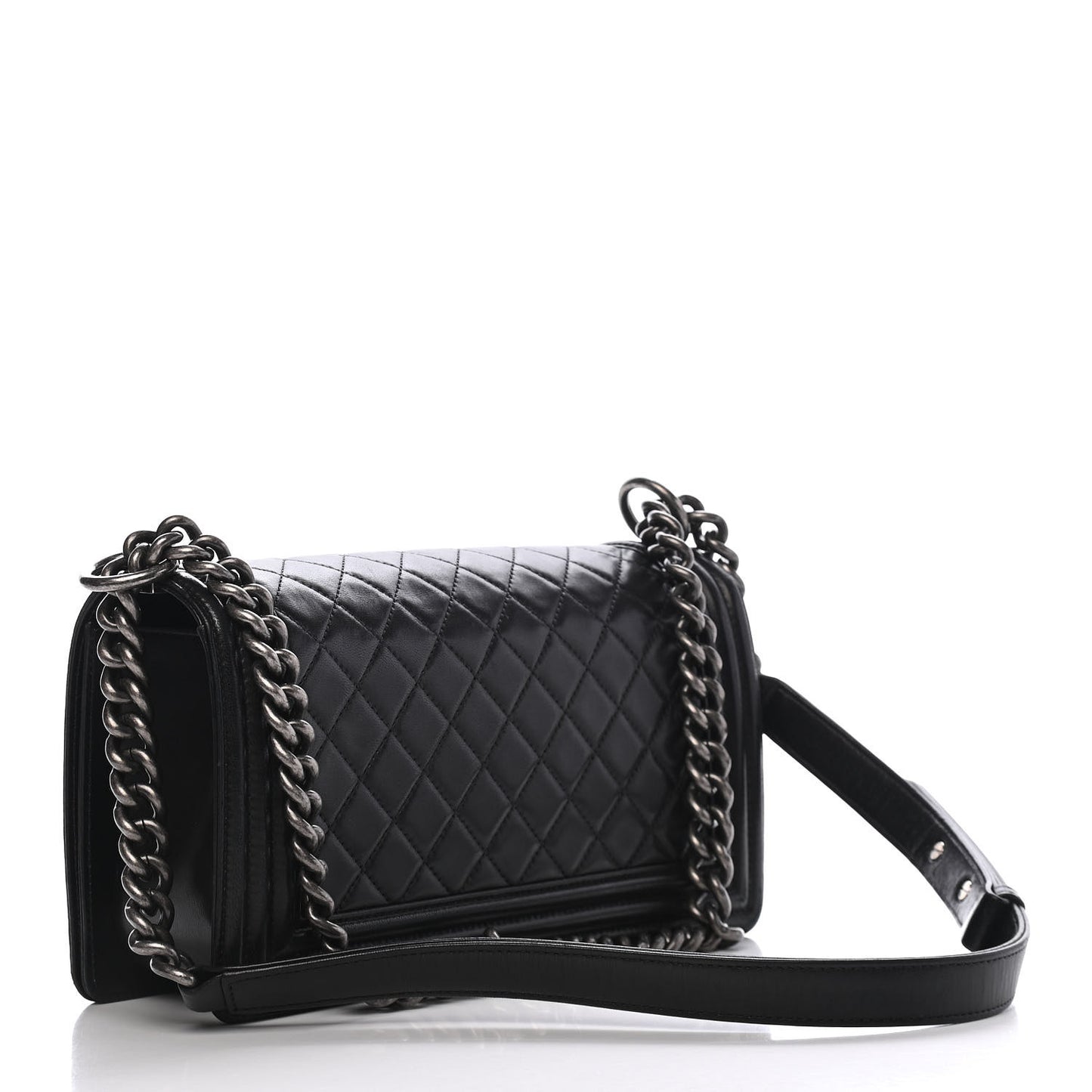 Lambskin Quilted Medium Boy Flap Black