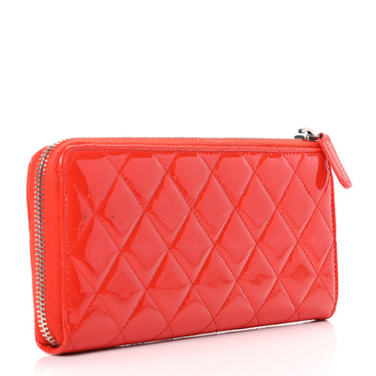 Chanel Patent Quilted Zip Wallet Red 3 of 11