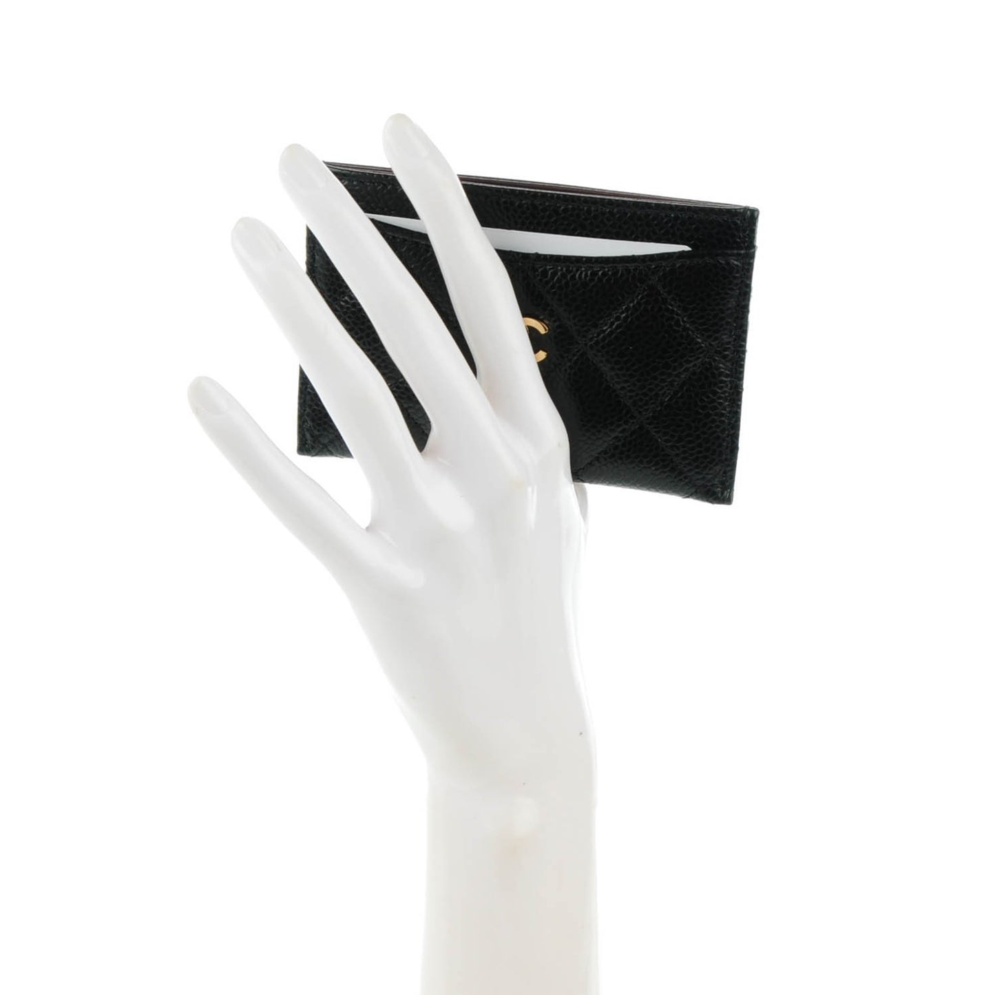 Caviar Quilted Card Holder Black