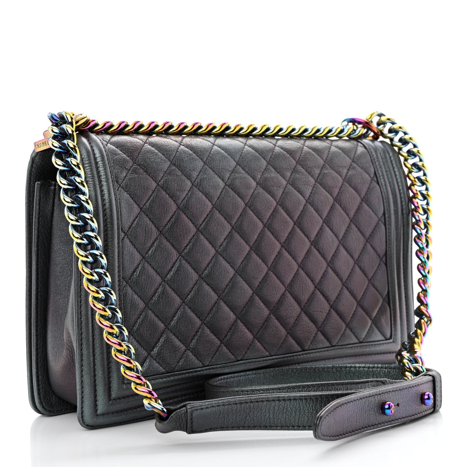 Chanel Iridescent Goatskin Quilted New Medium Boy Flap Purple 3 of 14