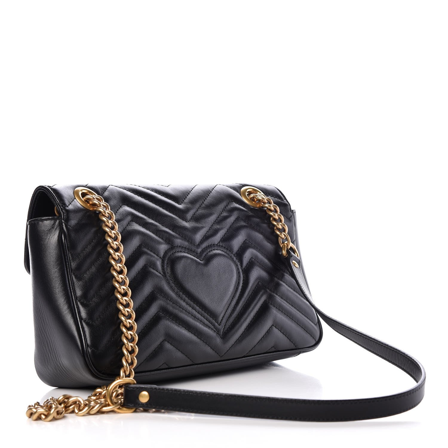 Gucci Calfskin Matelasse Small GG Marmont Shoulder Bag Black 3 of 8