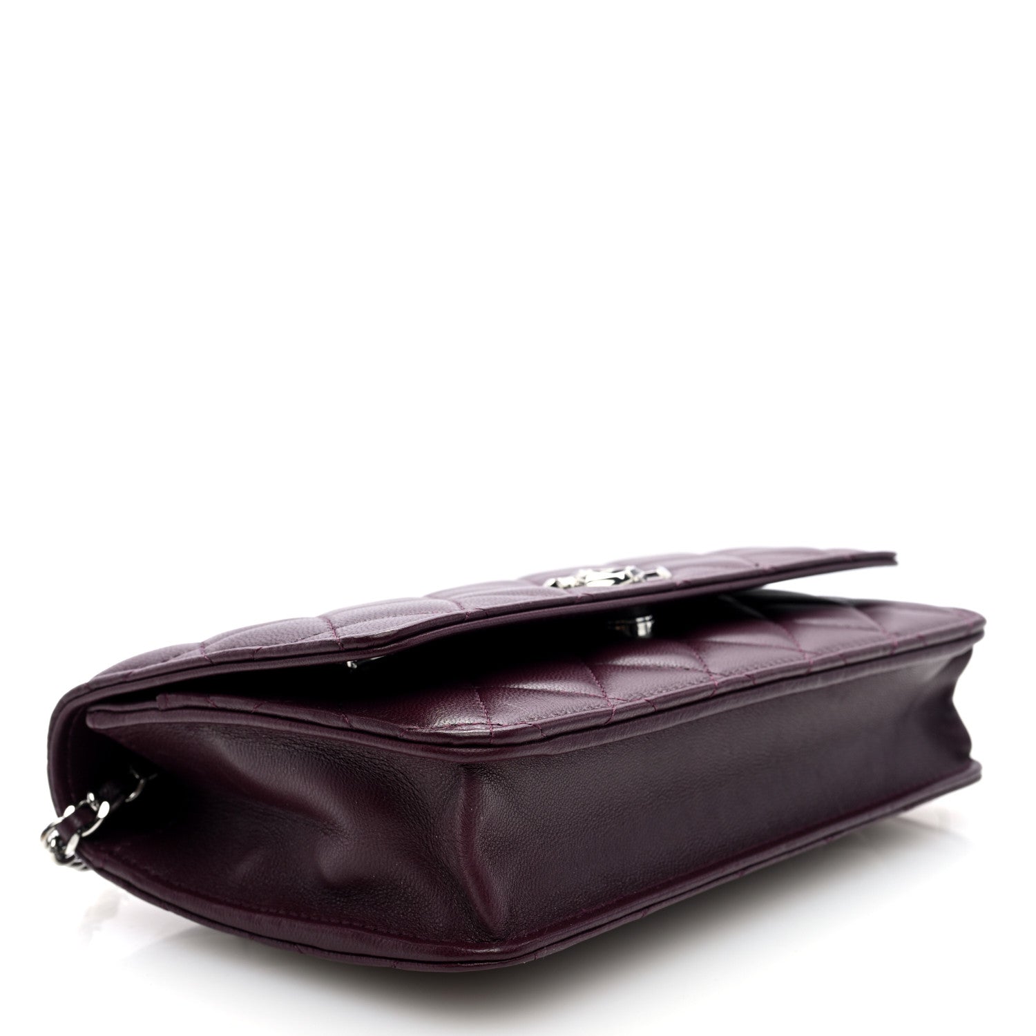 Chanel Lambskin Quilted Enamel CC Wallet On Chain WOC Burgundy 4 of 10