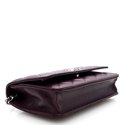 Chanel Lambskin Quilted Enamel CC Wallet On Chain WOC Burgundy 4 of 10