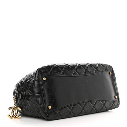Chanel Glazed Calfskin Castle Rock Bowling Bag Black 4 of 9
