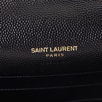 Saint Laurent Grain De Poudre Matelasse Chevron Small Monogram Envelope Wallet Black 5 of 8