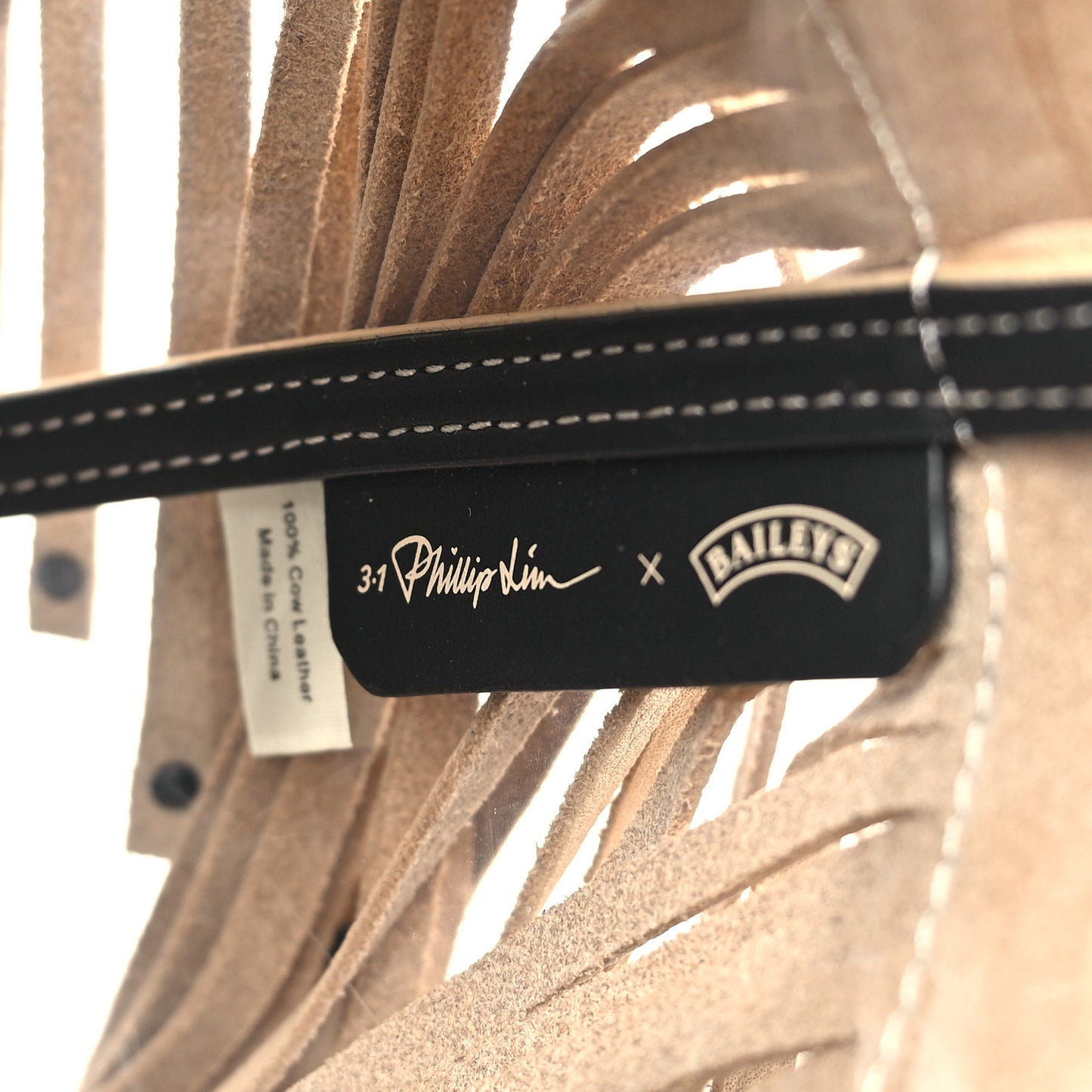 X BAILEYS PVC Calfskin Fringe Mini Market Tote Irish Cream