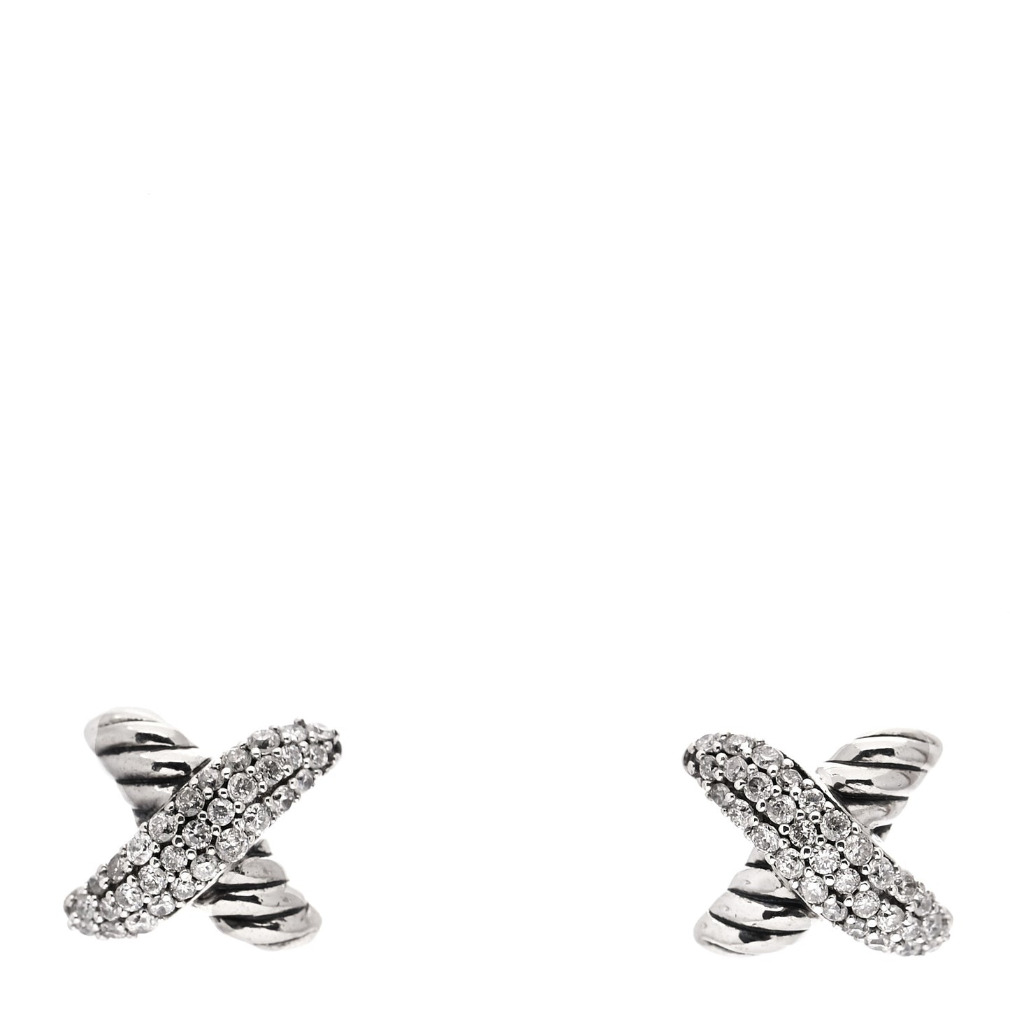 Sterling Silver Diamond 8mm X Earrings