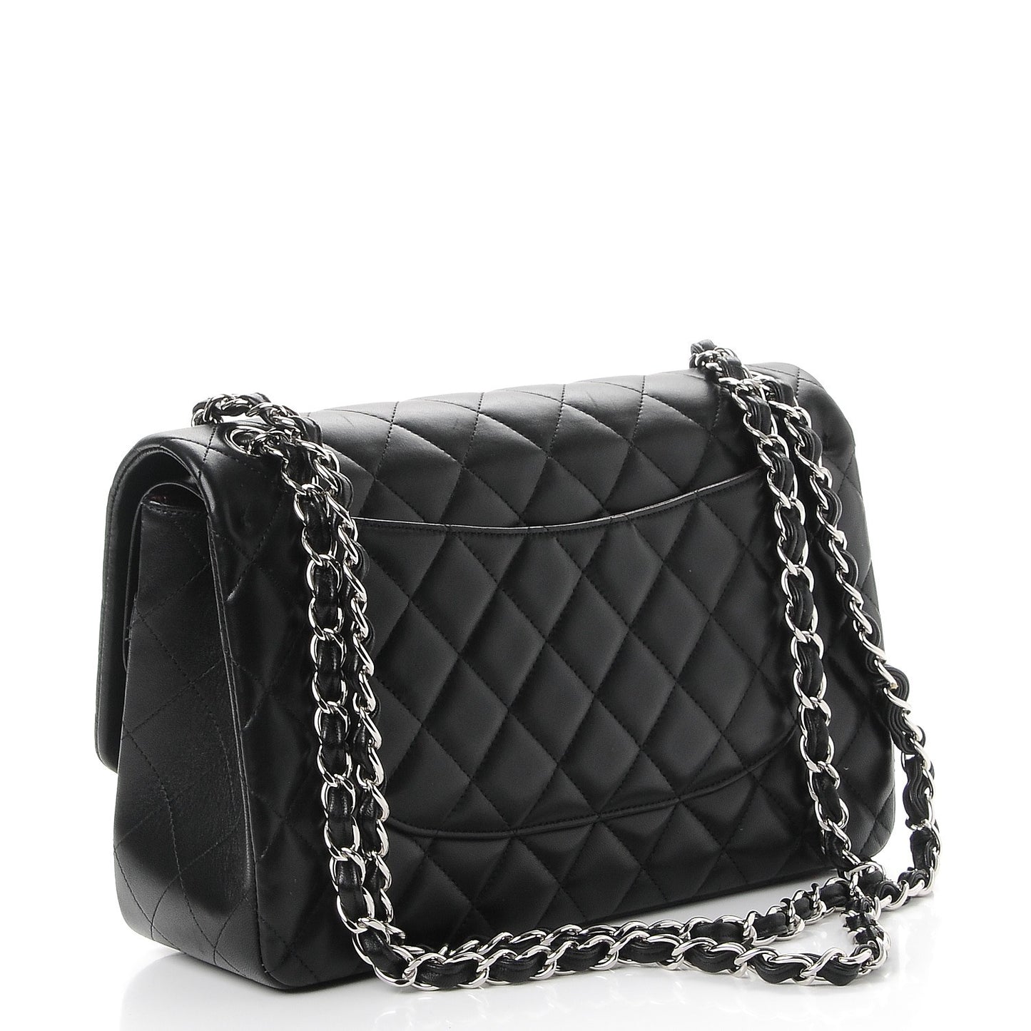 Lambskin Quilted Jumbo Double Flap Black