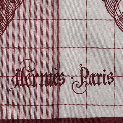 Hermes Silk Della Cavalleria Finesse Scarf 90 Bordeaux Blanc 6 of 7