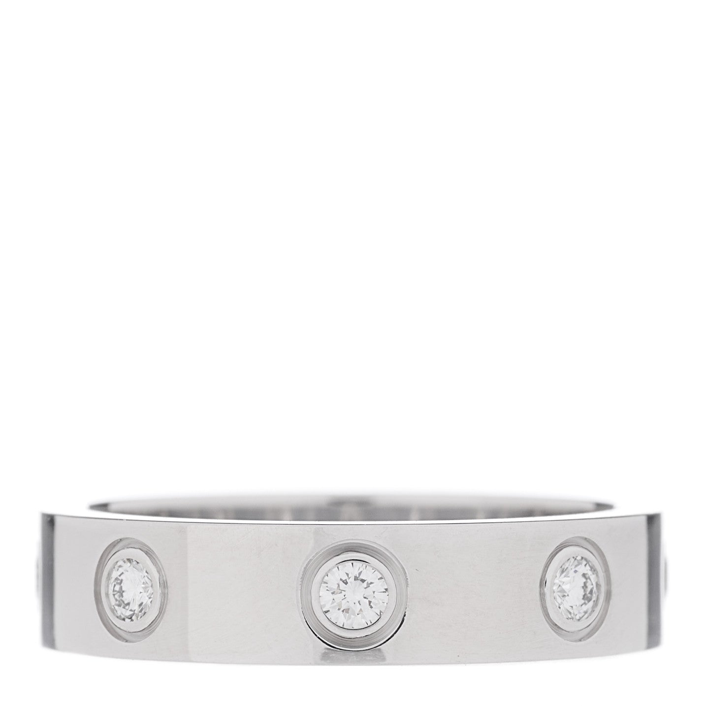 Cartier 18K White Gold 8 Diamond 4mm Wedding Band LOVE Ring 47 4 3 of 4