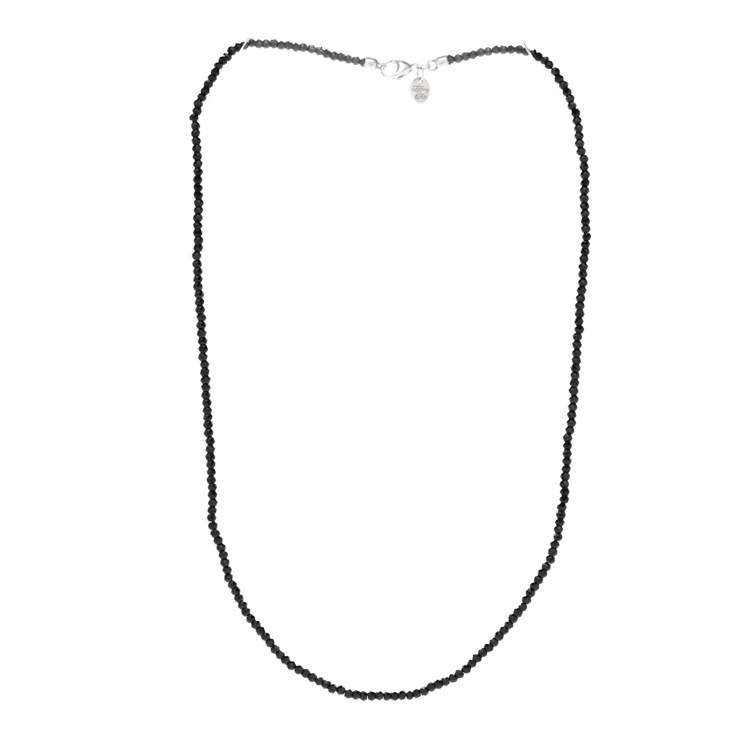 Tiffany Sterling Silver Black Spinel Ziegfeld Bead Necklace 3 of 6