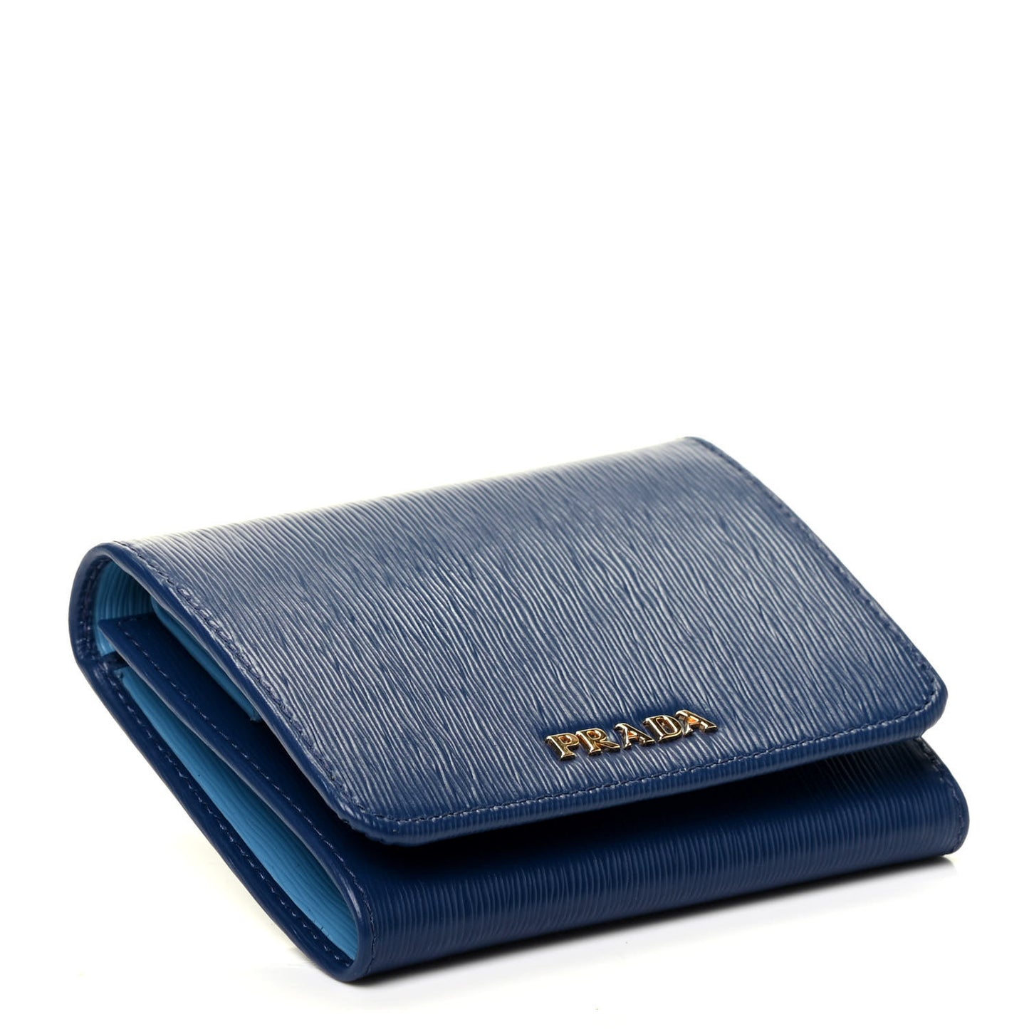 Vitello Move Bi-Color Tri-Fold Compact Wallet Bluette Astrale