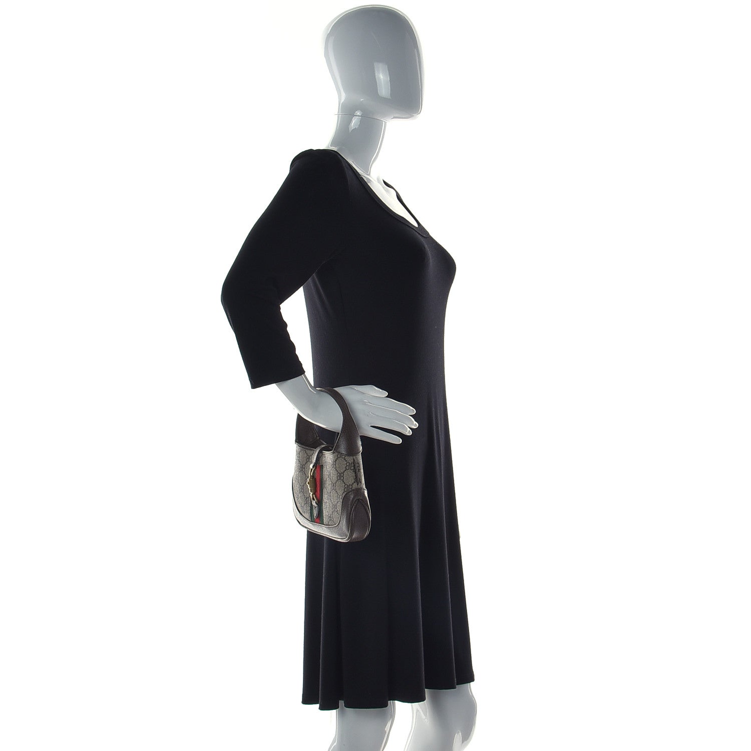 Gucci X BALENCIAGA BB Supreme Monogram Calfskin Web Mini Jackie 1961 Hobo Beige Ebony 2 of 9