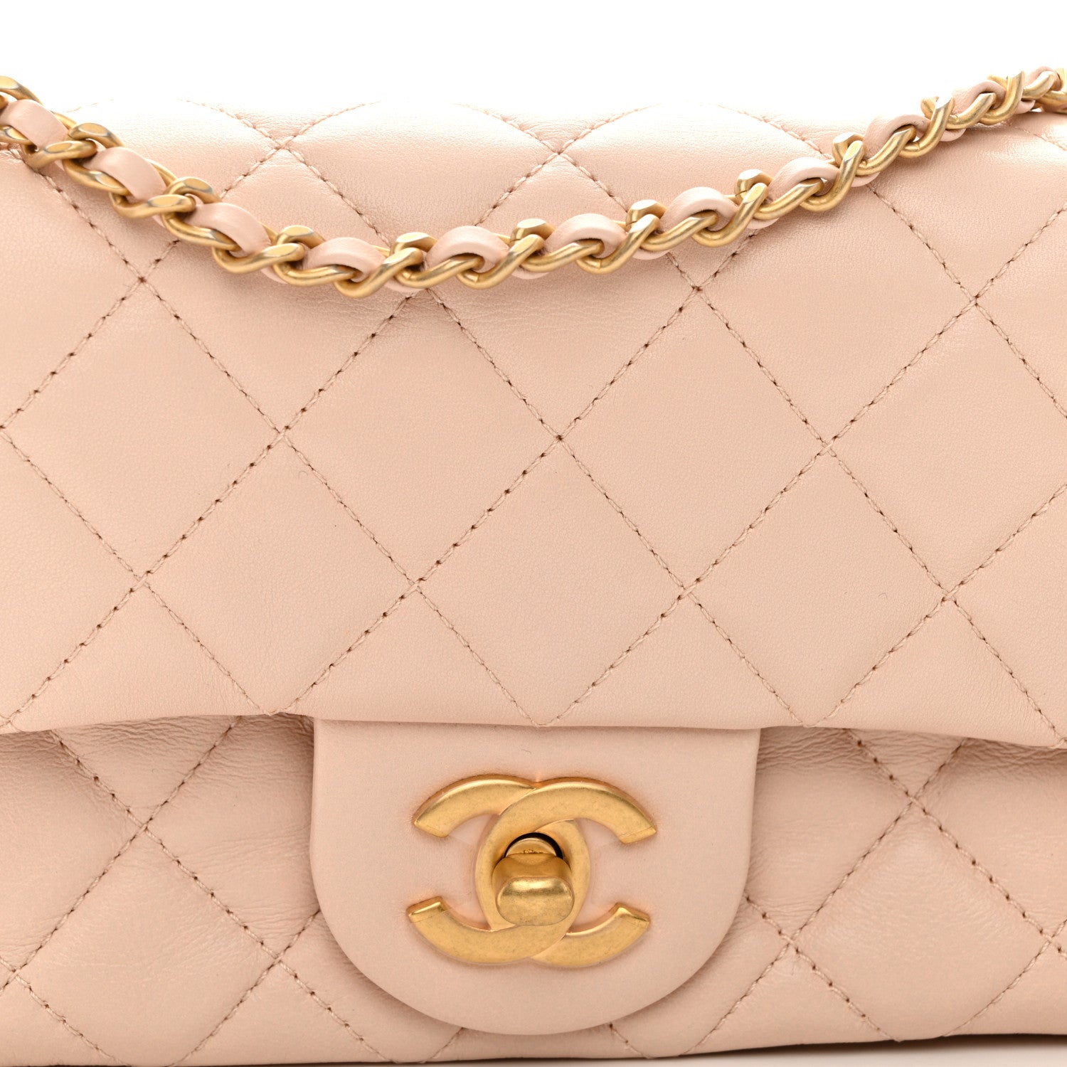 Chanel Lambskin Quilted Mini Rectangular Pearl Crush Flap Light Beige 7 of 10
