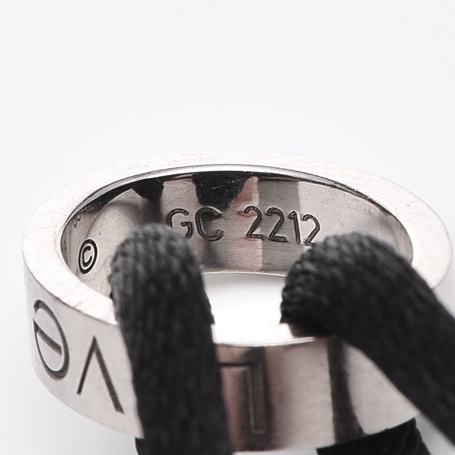 Cartier 18K White Gold Charity LOVE Adjustable Cord Bracelet Black 5 of 14