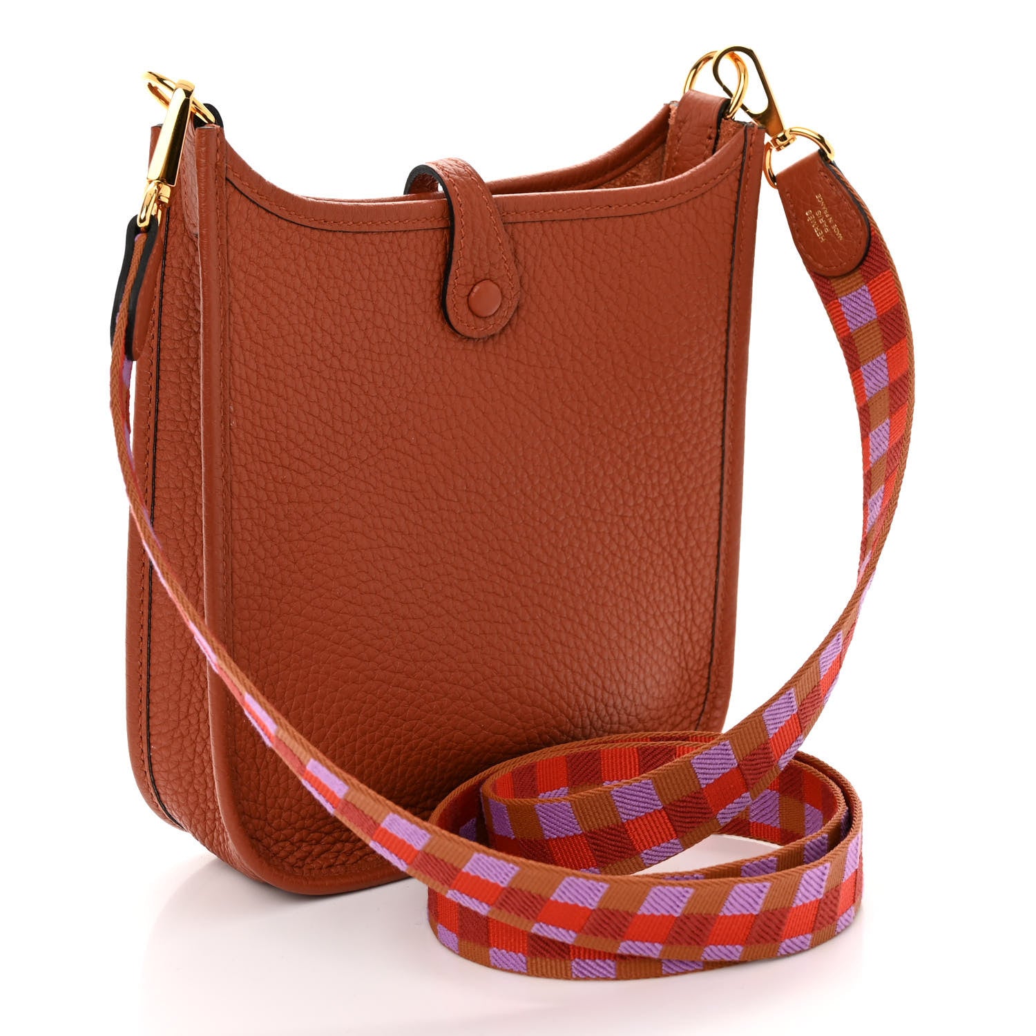 Hermes Taurillon Clemence Maxi Quadrille Evelyne TPM Cuivre Capucine Parme Rouge Duchess 3 of 10