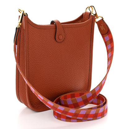 Hermes Taurillon Clemence Maxi Quadrille Evelyne TPM Cuivre Capucine Parme Rouge Duchess 4 of 10