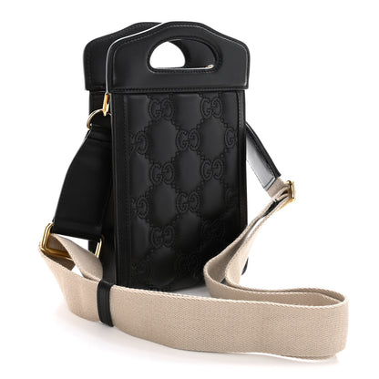 Gucci Calfskin GG Matelasse Mini Top Slip Handle Crossbody Bag Black Natural 3 of 9