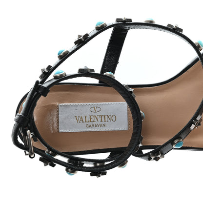 Valentino Garavani Calfskin Rockstud Rolling Ankle Wrap Flat Sandals 35 Black 8 of 8