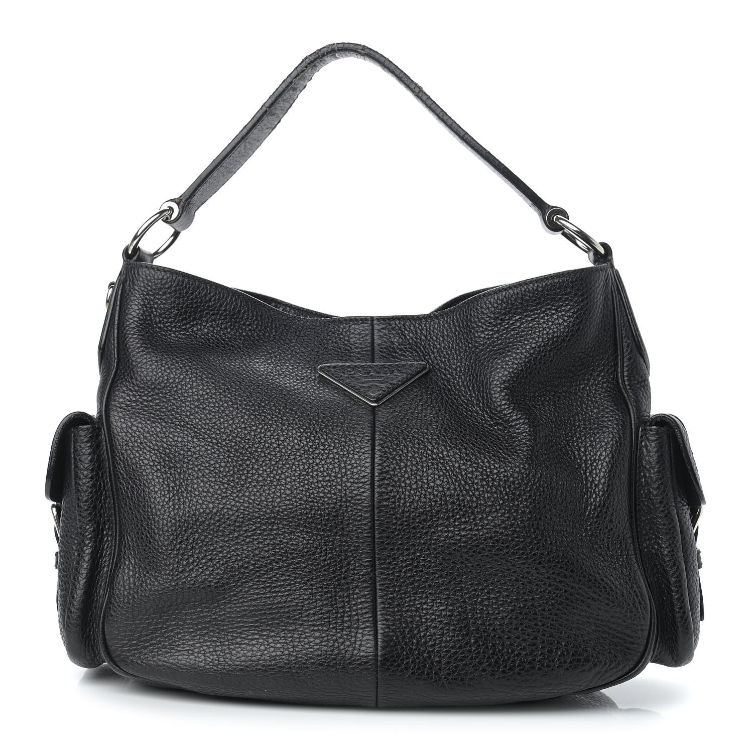 Prada Vitello Daino Side Pocket Hobo Black 1 of 11
