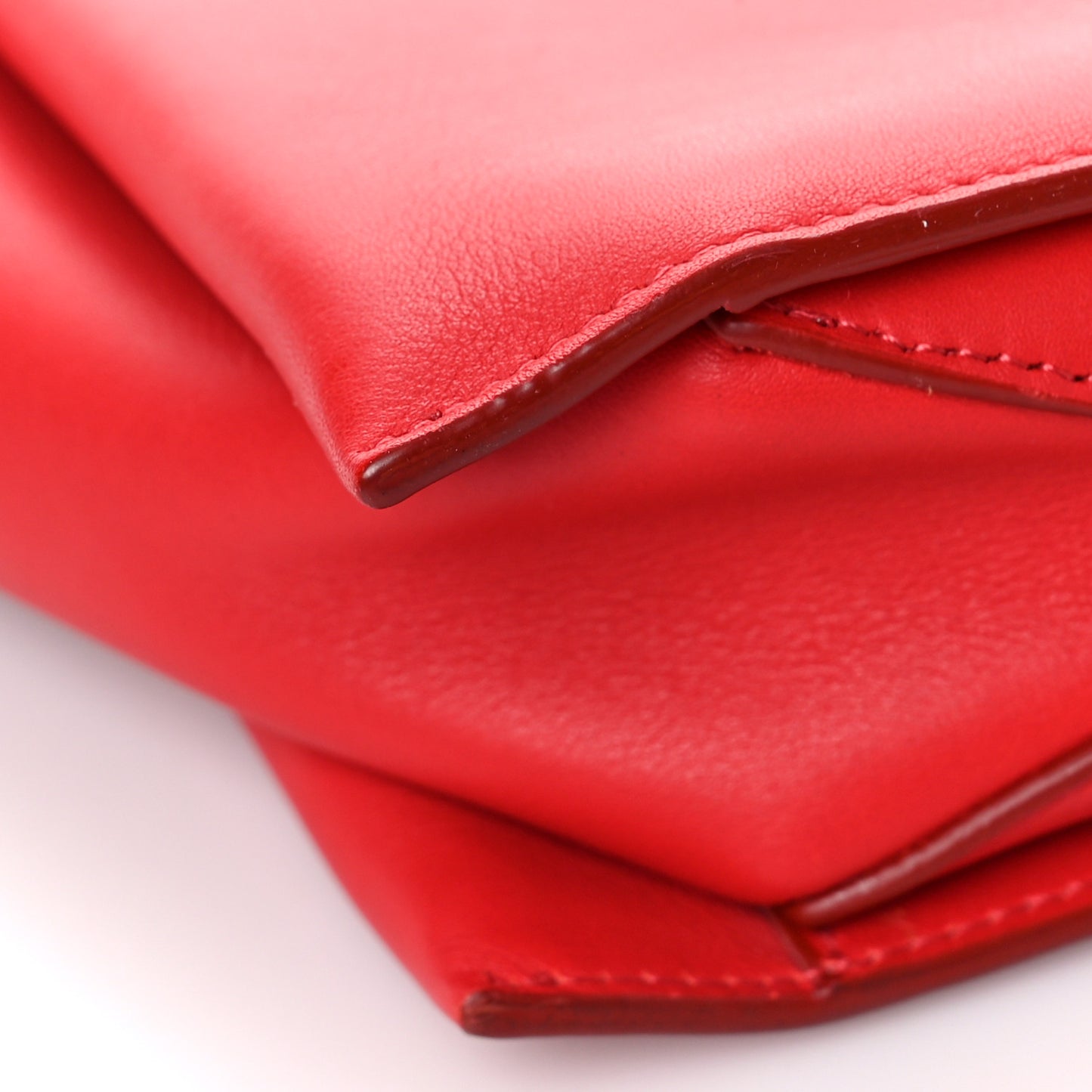 Smooth Calfskin Tri-Fold Clutch on Chain Bright Red