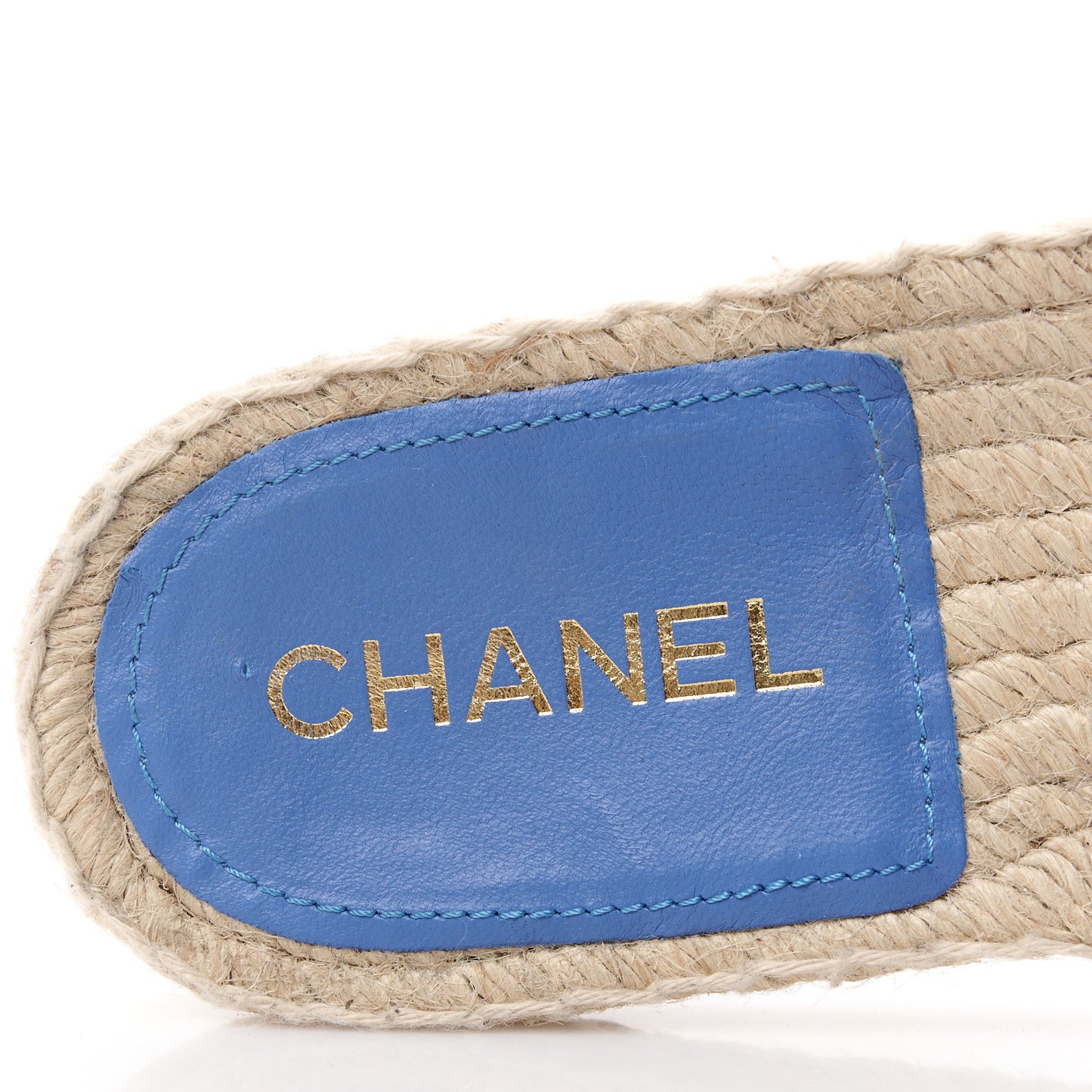 Tweed Laminated Lambskin CC Slide Sandals 38 Blue Gold
