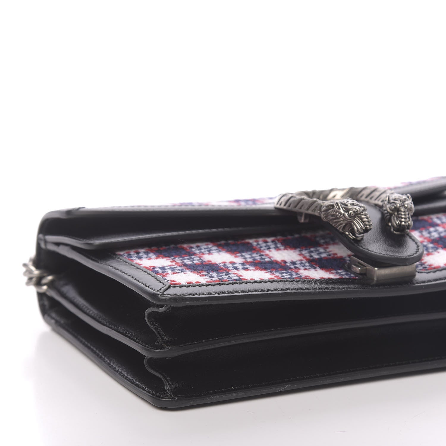Gucci Vintage Tweed Check Small Dionysus Shoulder Bag White Hibiscus Red Marine 8 of 10
