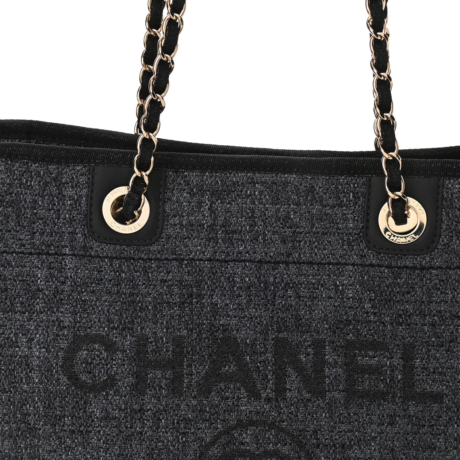 Chanel Mixed Fibers Calfskin Small Deauville Tote Black 8 of 10